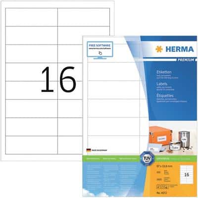 HERMA Multifunctionele etiketten 4672 Wit 97 x 33,8 mm 100 Vellen à 16 Etiketten