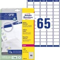 Étiquettes d'adresse Avery UltraGrip Autocollantes 38,1 x 21,2mm Blanc 25 Feuilles de 65 Étiquettes