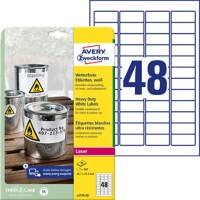 Étiquettes AVERY Zweckform L4778-20 Heavy Duty Blanc A4 45,7 x 21,2 mm 20 Feuilles de 48 Étiquettes