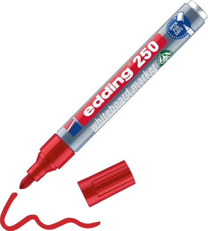 edding E-250 Niet-permanent Whiteboard-marker Rood Medium Ronde punt 1,5 - 3 mm 100% Gerecycled