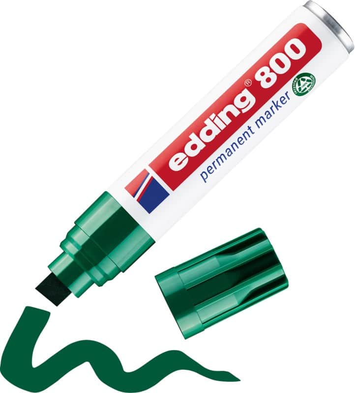 edding 800 Permanentmarker 100% Gerecycled Extra breed Beitelpunt 4 - 12 mm Groen Navulbaar Waterbestendig