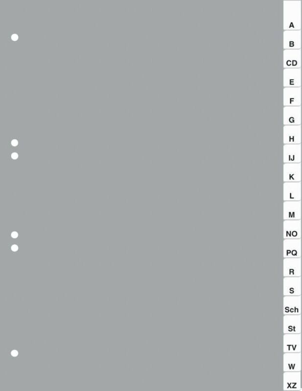 DURABLE A - Z Alfabetische tabbladen A4 Grijs 20 tabs PP (Polypropeen) 11 Gaten 6401