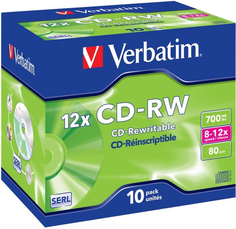 Verbatim CD-RW 8-12x 700 MB 10 Stuks