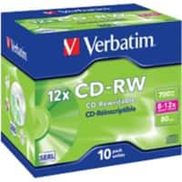 CD-RW Verbatim 12 x 700 Mo SERL Jewel Case 10 Unités