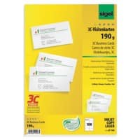 Sigel 3C Visitekaartjes 85 x 55 mm Glad 190 g/m² 85 x 55 mm Wit 10 Vellen à 10 Stuks