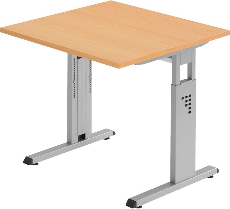 Bureau Hammerbacher Matrix VOS Hauteur ajustable Carré Hêtre C-Pied 800 (L) x 800 (P) x 850 (H) mm Acier, Aggloméré