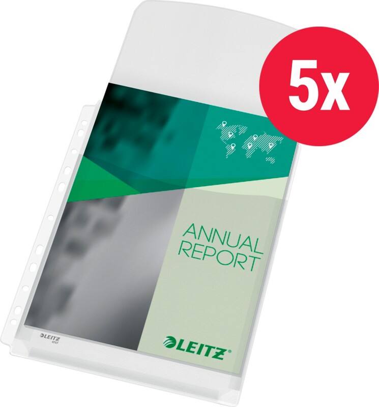 Leitz Showtassen A4 Generfd Transparant 170 micron PVC (Polyvinylchloride) Boven 11 Gaten 5 Stuks