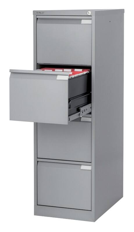 Armoire de classement Bisley Acier 4 Tiroirs Verrouillable 470 x 622 x 1321 mm Gris clair