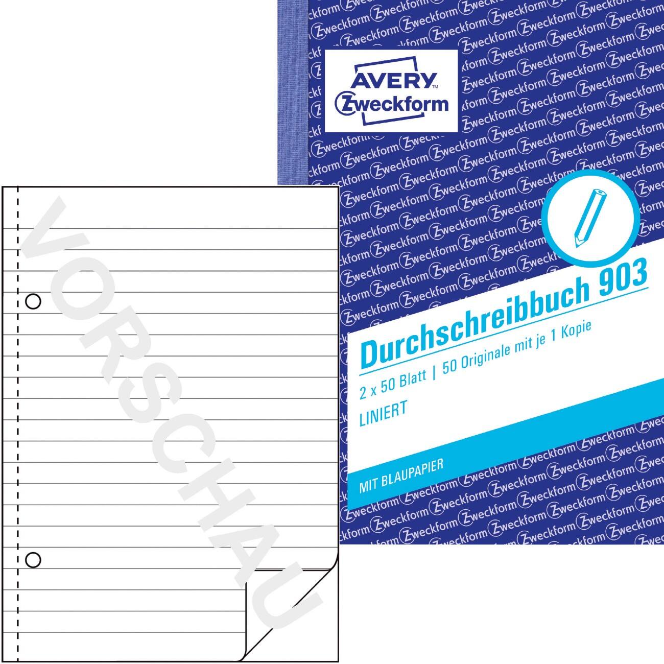 AVERY Zweckform 903 Zelfkopiërend papier boek Blauw, wit A6 60 g/m² 50 Vellen