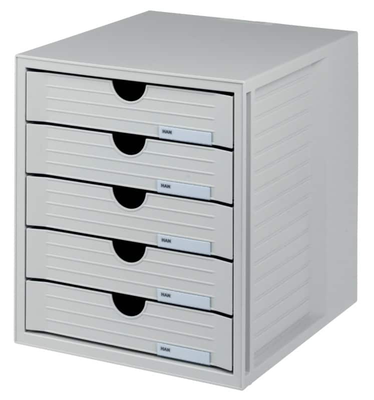 HAN Ladesysteem Kunststof, PS (Polystyreen) Grijs 5 Lades 27,5 x 33 x 32 cm