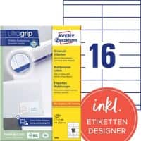 Étiquettes universelles Ultragrip Laser AVERY Zweckform 3665 Adhésif A4 Blanc 105 x 33.8 mm 100 Feuilles de 16 Étiquettes