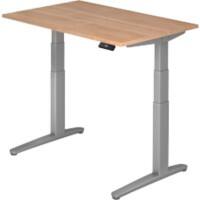 Bureau assis-debout Hammerbacher XBHM VXBHM Hauteur ajustable électriquement Rectangulaire Noyer C-Pied 1200 (L) x 800 (P) x 1290 (H) mm Acier, Aggloméré, Aluminium