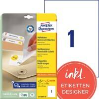 Étiquettes repositionnables AVERY Zweckform L4735REV-25 Stick & Lift Blanc A4 210 x 297 mm 30 Feuilles de 1 Étiquettes