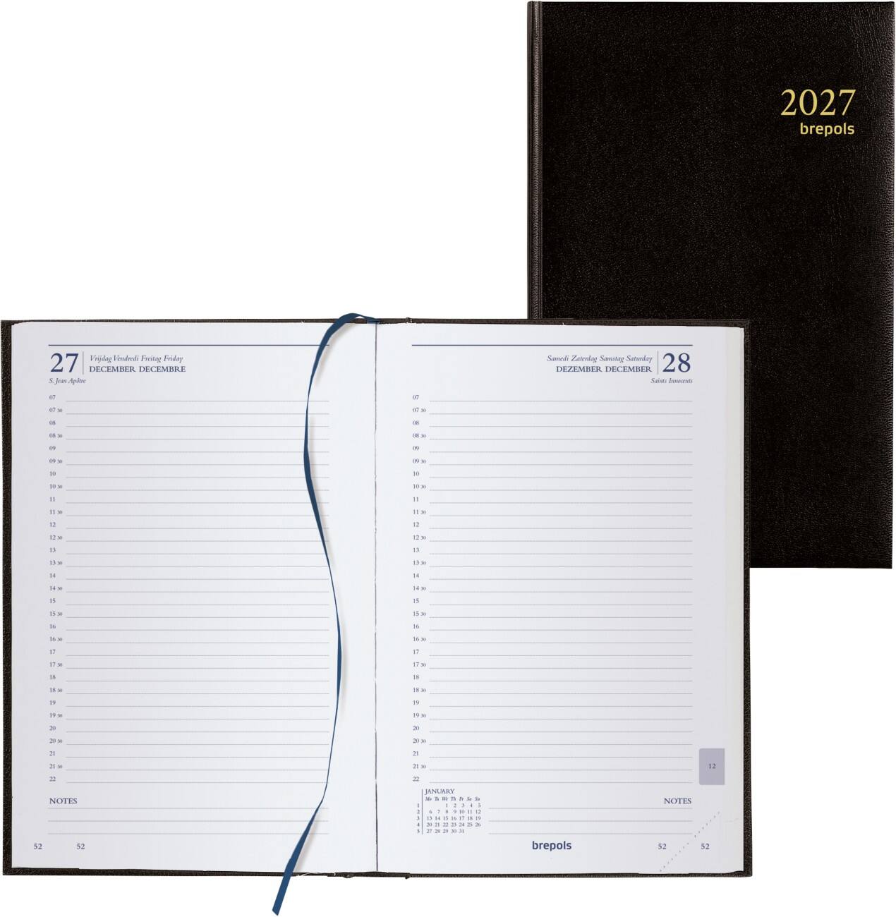 Agenda de bureau Brepols Saturnus Lima A5 1 Jour par page 2022 Noir