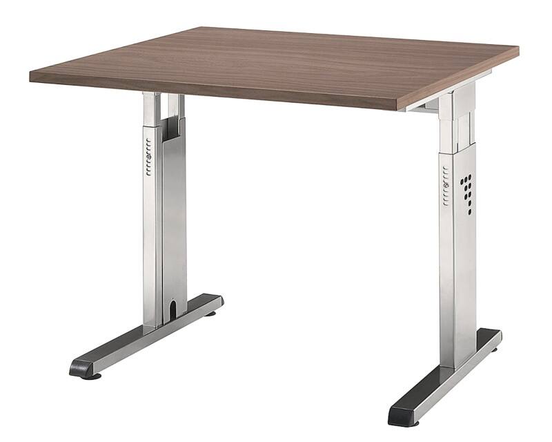 Bureau Hammerbacher Matrix VOS Hauteur ajustable Carré Noyer C-Pied 800 (L) x 800 (P) x 850 (H) mm Acier, Aggloméré