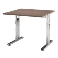 Hammerbacher Matrix VOS Hoogteverstelbaar Bureau Vierkant Walnoot C-Voet 800 (B) x 800 (D) x 850 (H) mm Spaanplaat, Staal