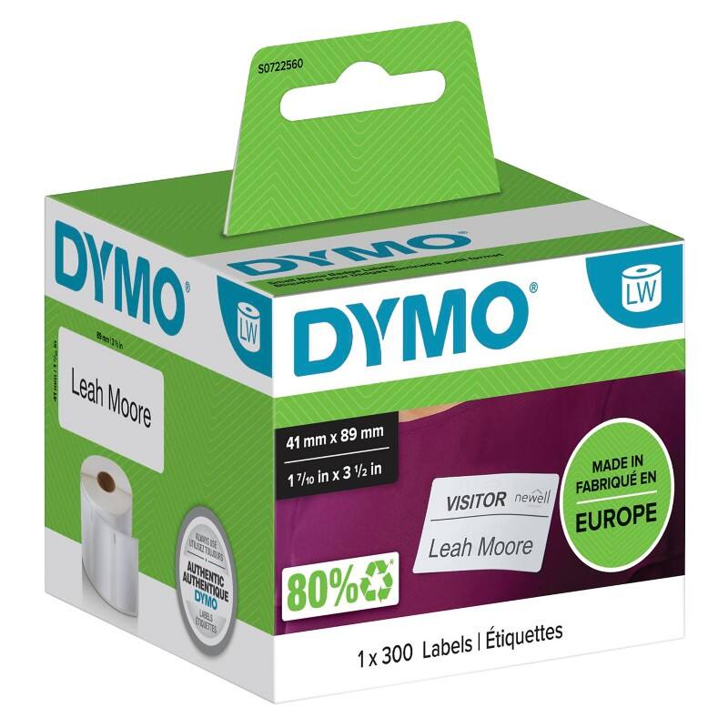 DYMO LabelWriter Etiketrol Authentiek 320-330 S0722560 Klevend Black on White 41 x 89 mm Thermisch 300 Etiketten