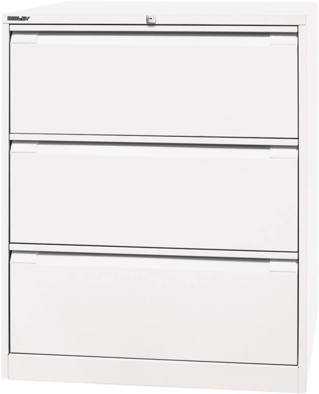 Armoire de classement Bisley Acier 3 Tiroirs Verrouillable 800 x 622 x 1016 mm Blanc signalisation