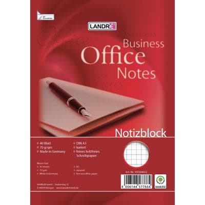 Bloc-notes LANDRÉ Office A5 Quadrillé Reliure en spirale Carte Blanc  80 Pages 40 Feuilles