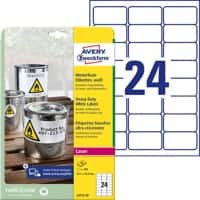 Avery Weerbestendige labels L4773-20 Klevend A4 Wit 63,5 x 33,9 mm 20 Vellen à 24 Etiketten