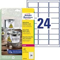 Étiquettes imperméables AVERY Zweckform L4773-20 Blanc A4 63,5 x 33,9 mm 20 Feuilles de 24 Étiquettes