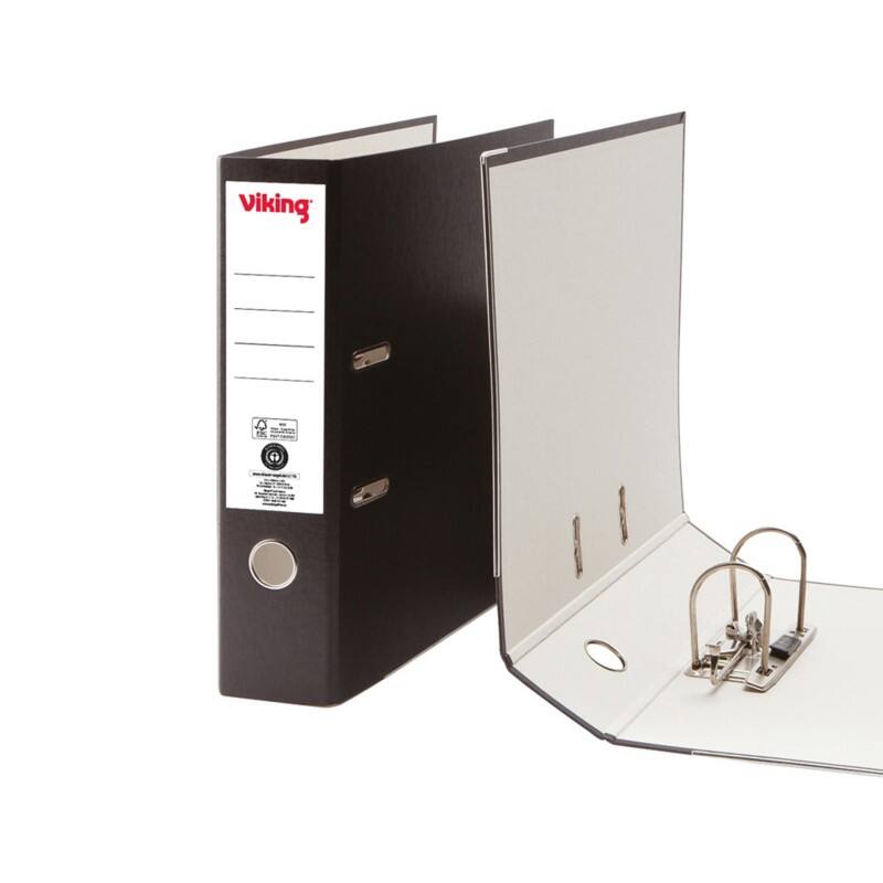 Classeur à levier Viking Large A4 75 mm Noir 2 Anneaux Carton Mat Portrait