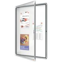 Vitrine d'affichage d'intérieur Nobo Premium Plus 1902560 Magnétique Fixation murale Cadre en aluminium Porte battante en verre sécurité 9xA4 Blanc 709 x 970 mm