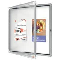 Nobo Premium Plus Magnetische Afsluitbare Binnenvitrine 1902558 Muurbevestiging Aluminium Frame Scharnierdeur van veiligheidsglas 6xA4 Wit 709 x 668 mm