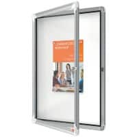 Nobo Premium Plus Magnetische Afsluitbare Binnenvitrine 1902557 Muurbevestiging Aluminium Frame Scharnierdeur van veiligheidsglas 4xA4 Wit 494 x 668 mm