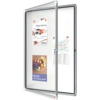 Vitrine d'affichage d'extérieur Nobo Premium Plus 1902580 Magnétique Fixation murale Cadre en aluminium Porte battanteen verre sécurité 9xA4 Blanc 709 x 970 mm