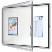 Tableau d'affichage Nobo Premium Plus 1902579 Magnétique Support mural Cadre en aluminium Porte battante en verre sécurité Utilisation extérieure 8xA4 Blanc 924 x 668 mm