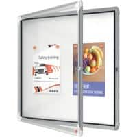 Vitrine d'affichage d'extérieur Nobo Premium Plus 1902578 Magnétique Fixation murale Cadre en aluminium Porte battante en verre sécurité 6xA4 Blanc 709 x 668 mm