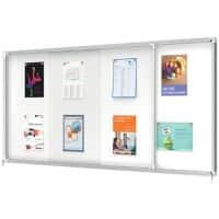 Vitrine d'affichage d'intérieur Nobo Premium Plus 1902572 Magnétique Fixation murale Cadre en aluminium Porte coulissante en verre sécurité 27xA4 Blanc 2000 x 668 mm