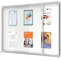 Vitrine d'affichage d'intérieur Nobo Premium Plus 1902571 Magnétique Fixation murale Cadre en aluminium Porte coulissante en verre sécurité 18xA4 Blanc 1355 x 668 mm