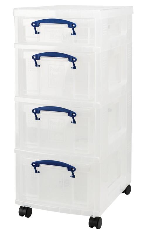 Module de rangement Really Useful Box Plastique 3 x 9,0 l + 1 x 4,0 l Transparent 30 x 40 x 73 cm