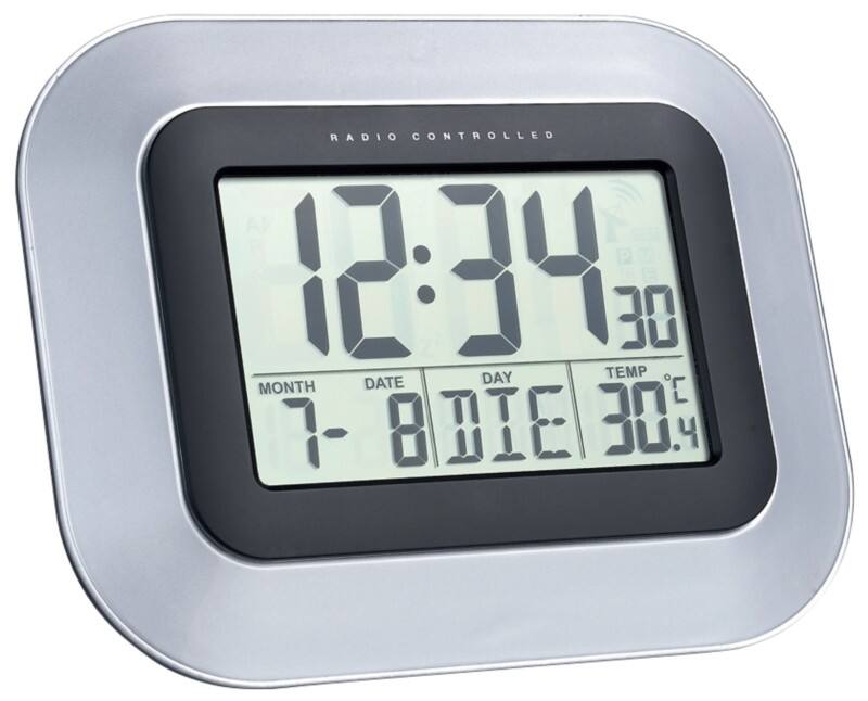 Horloge murale TechnoLine WS8005 22,8 cm x 2,8 cm x 18 cm Argenté, noir