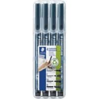 STAEDTLER Lumocolor Permanente OHP Marker Ronde Punt Zwart 4 Stuks