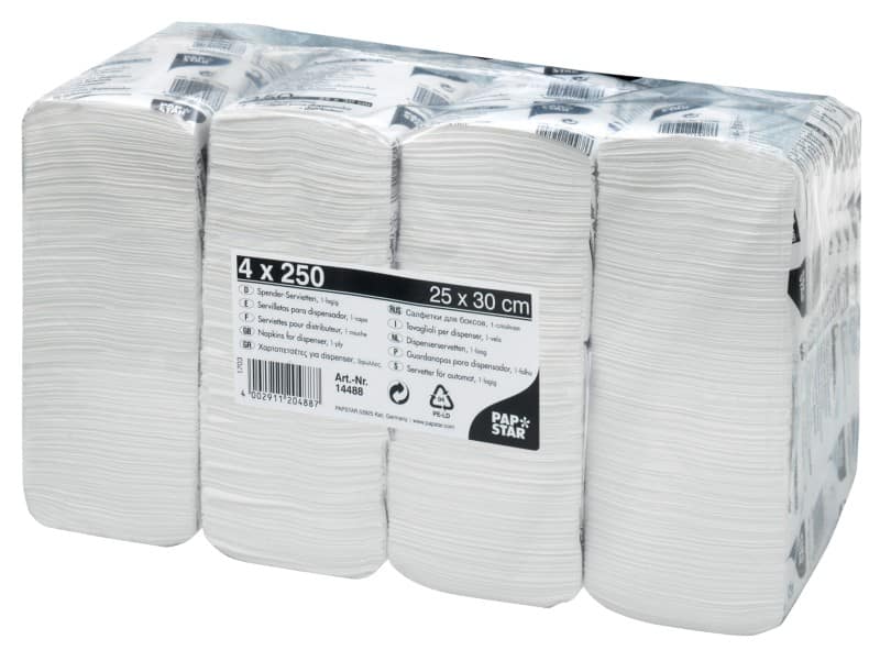 Serviettes PAPSTAR Distributeur Blanc 4 Unités de 250 Unités