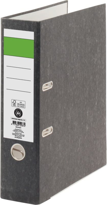 Classeur à levier Viking Large Economy A4 80 mm Noir 2 Anneaux Carton Effet Marbre Portrait