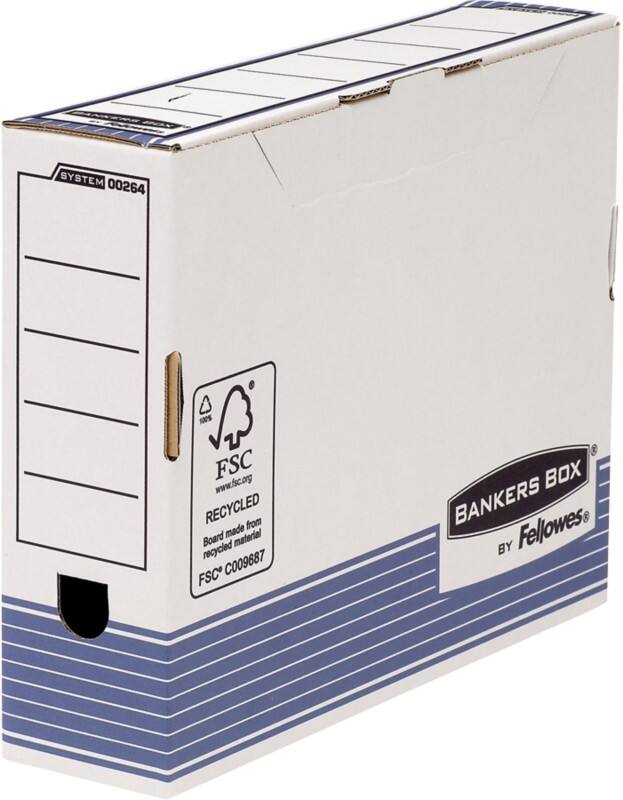 Boîtes archives Bankers Box System A4 Blanc/Bleu (8cm) - 10 unités
