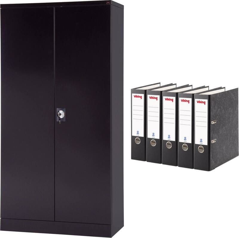 Armoire à portes battantes Realspace Acier 4 Étagères Verrouillable 920 x 420 x 1800 mm Noir