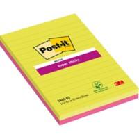 Notes Super Sticky Post-it Lignées Grand format 127 x 203 mm Assortiment fluo 2 Blocs de 45 Feuilles