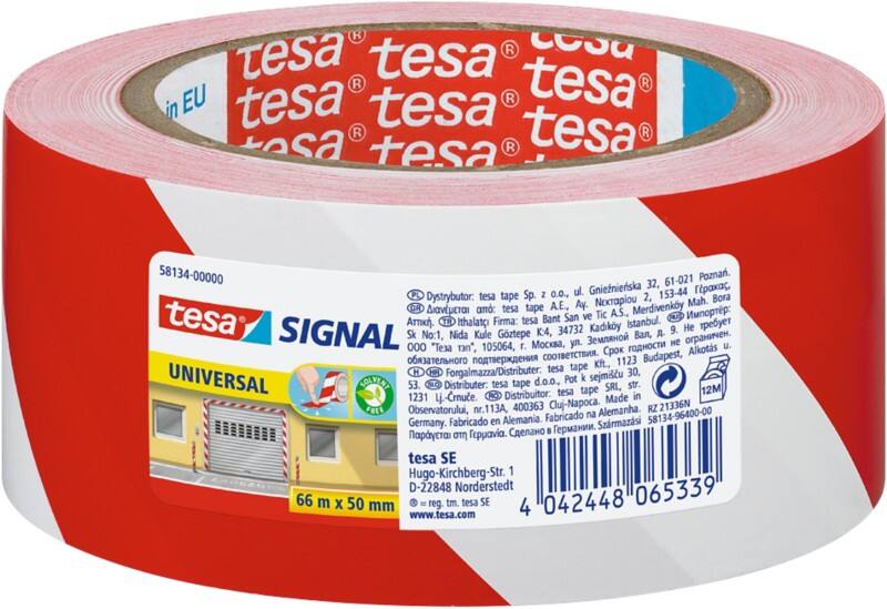 Bande de signalisation tesa tesasignal Universal Blanc, rouge 50 mm (l) x 66 m (L) PP (Polypropylène)