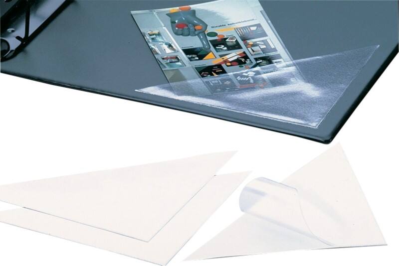 DURABLE Driehoektassen Cornerfix Transparant PVC Zelfklevend 12,5 x 12,5 cm 100 Stuks