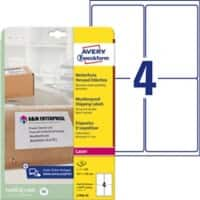 Étiquette d'expédition AVERY Zweckform L7994-25 Blanc A4 99,1 x 139 mm 25 Feuilles de 4 Étiquettes