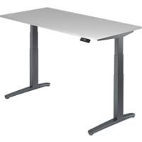 Hammerbacher XBHM VXBHM Elektrisch hoogteverstelbaar Zit-sta-bureau Rechthoekig Grijs C-Voet 1.600 (B) x 800 (D) x 1.290 (H) mm Spaanplaat, Staal, Aluminium