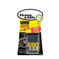 UHU Alleslijm Permanent Super Strong & Safe Vloeibaar Transparant 44305 3 Stuks à 1 g