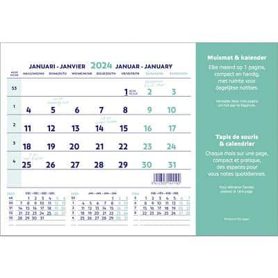 Calendrier de bureau Brepols Calendrier tapis de souris 2024 1 Mois par page Blanc Néerlandais, Français