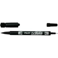 Marqueur permanent Pilot Twin Marker Extra Pointe fine, ogive 0.8, 0.4 mm Noir Non rechargeable