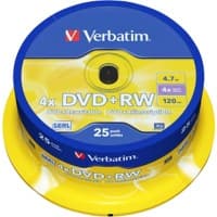 DVD+RW Verbatim 4 x 4.7 Go Argenté mat Spindle 25 Unités